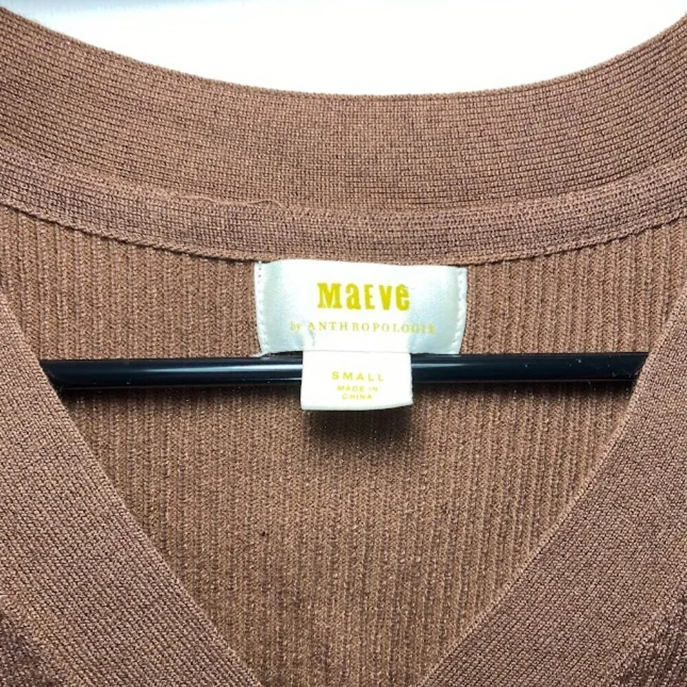 Anthropologie Maeve Fitted Brown Shimmer Sweater